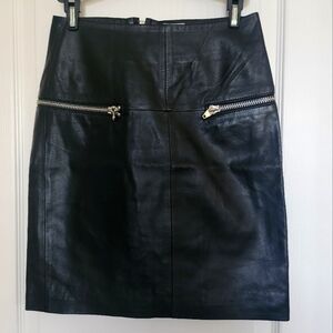 Leather skirt with zippers.